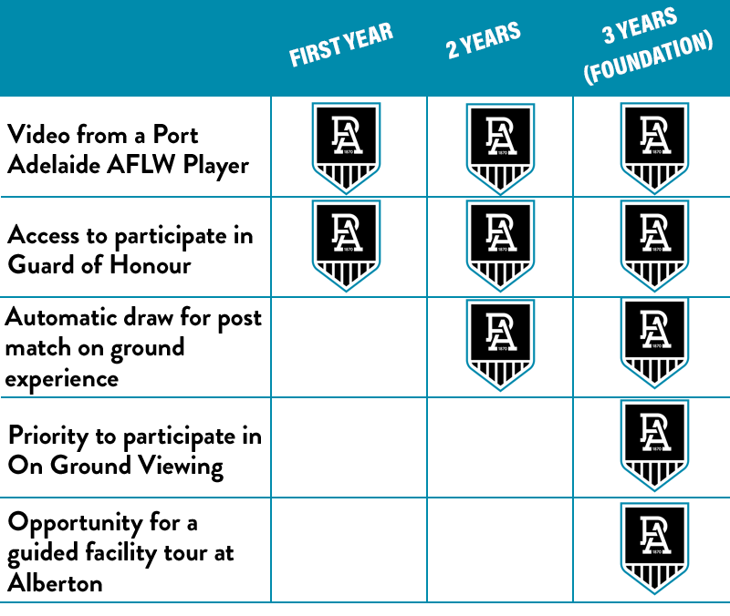 Member Recognition Table AFLW